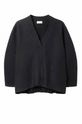 Long wool cardigan, Black