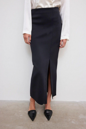 Fitted midi skirt, Black