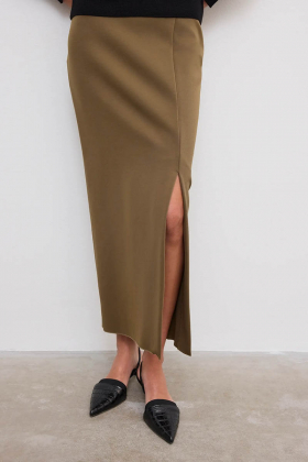 Fitted midi skirt, Dark Olive Green
