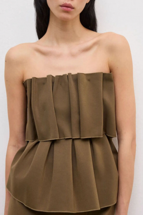 Sculpted tube top, Dark olive green