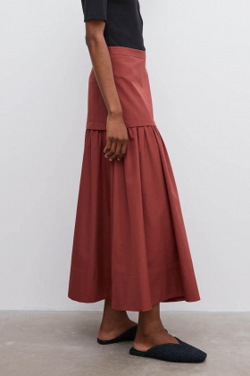 Cotton maxi skirt, Mahogny Red