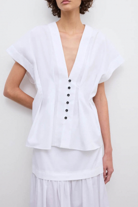 Cinched cotton top, White