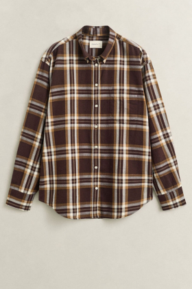 Rel checked flannel bd shirt, Deep brown