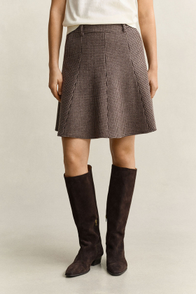 Houndstooth flare skirt, Faded Taupe