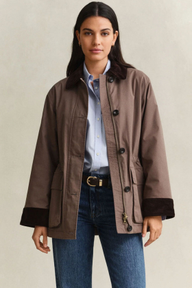 Waxed barn jacket, Faded taupe