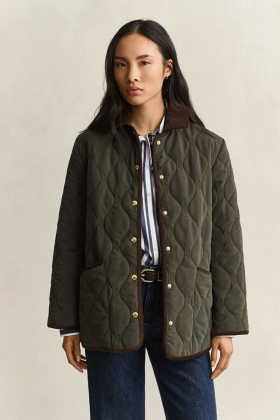 Monogram quilted jacket, Dark Moss Green