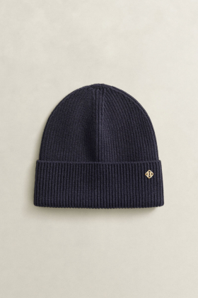 Wool ribbed beanie, Evening blue