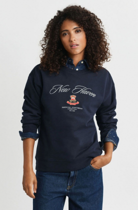 Crest C-neck sweat, Evening blue