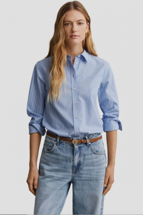 Reg Classic Poplin Stripe Shirt, Hydrangea Blue