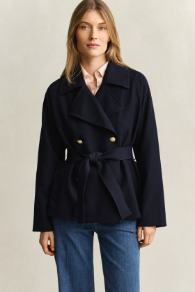 Fluid short trench coat, Evening blue