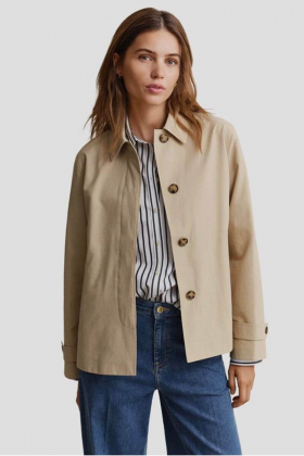 Short cotton blend car coat, Oat beige