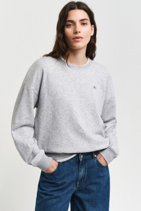Shield C-neck Sweat, Light Grey Melange