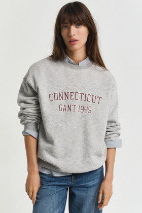 Print C-neck Sweat, Grey Melange