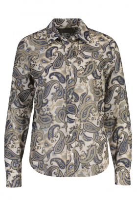 Reg Paisley Cotton Silk Shirt, Persian Blue