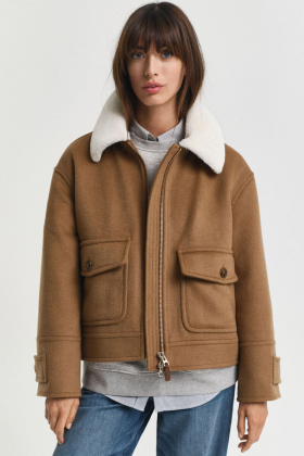 Wool Blend Flight Jacket, Roasted Walnut