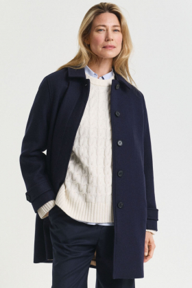 Wool Blend Car Coat, Evening Blue