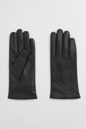 Cashmere Lined Leather Gloves, Black