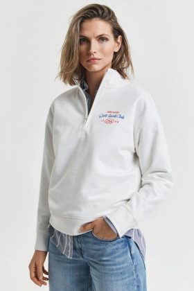 Graphic Half Zip Sweat, Eggshell