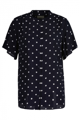 Reg Dot Print Blouse, Evening Blue