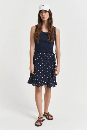 Dot Print Frill Skirt, Evening Blue