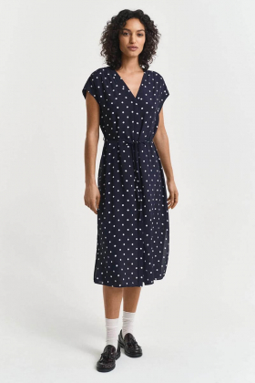 Rel Dot Print Caftan Dress, Evening Blue