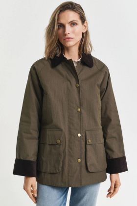 Waxed Cotton Barn Jacket, Green Lagoon
