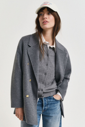 Handstitched Peacoat, Charcoal Melange