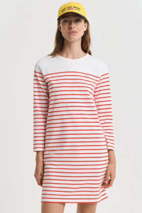 Reg Breton C-neck Dress, Orange Red