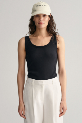 Slim Ribbed Tank Top, Black