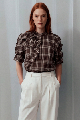 ZabinaGO Blouse, Brown checks