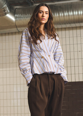 MieGO Blouse, Blue/Brown