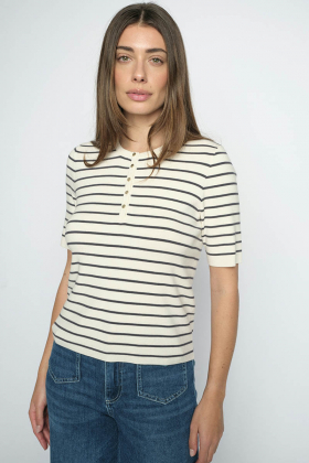MMAliz Caliz Stripe SS Knit, India ink