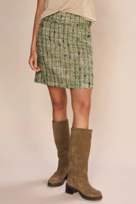 Vinna Boucle Skirt, Zephyr Green