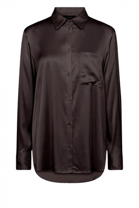 Linda Satin Shirt, Black