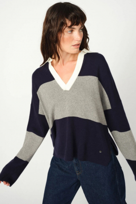 Wylie Tani Bold Stripe Knit, Maritime Blue