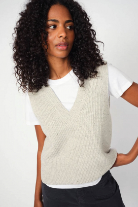 Zhara Thyra Knit Vest, Light Grey Melange