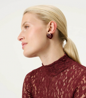 Love Earring, Bordeaux Marble