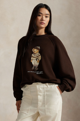 Polo Bear fleece crewneck, Brown
