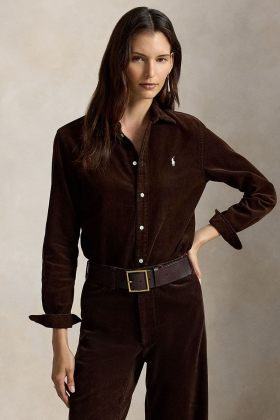 Classic fit cotton corduroy shirt, Dark brown
