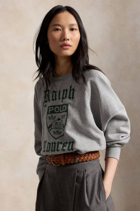 Prl crest fleece crewneck, League heather