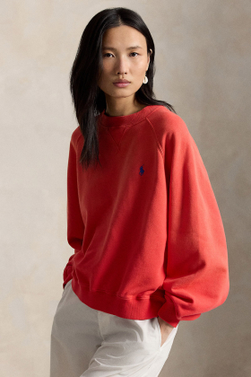 Lightweight fleece crewneck, Bright hibiscus