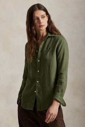 Classic Fit Linen Shirt, Supply Green