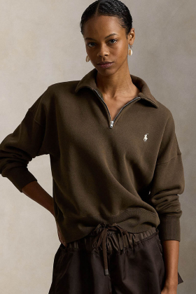 Fleece quarter-zip, York brown