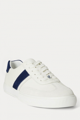 Two-Tone Braylee Leather & Suede Sneaker, Bianco & Navy