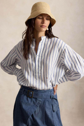 Striped linen shirt, White Royal