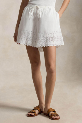Cotton eyelet short, White