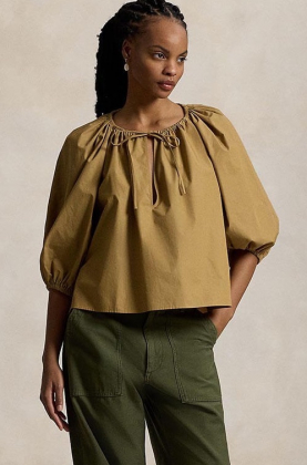 Shirred cotton shirt, Berkshire tan