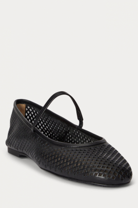 Jayna perforated leather mary jane flat, Black
