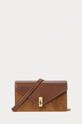 Polo ID Leather-Suede Chain Wallet & Bag, Cinnamon & Cuoio