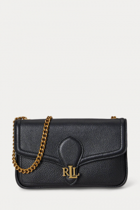 Pebbled Leather Bradley Crossbody Wallet, Black